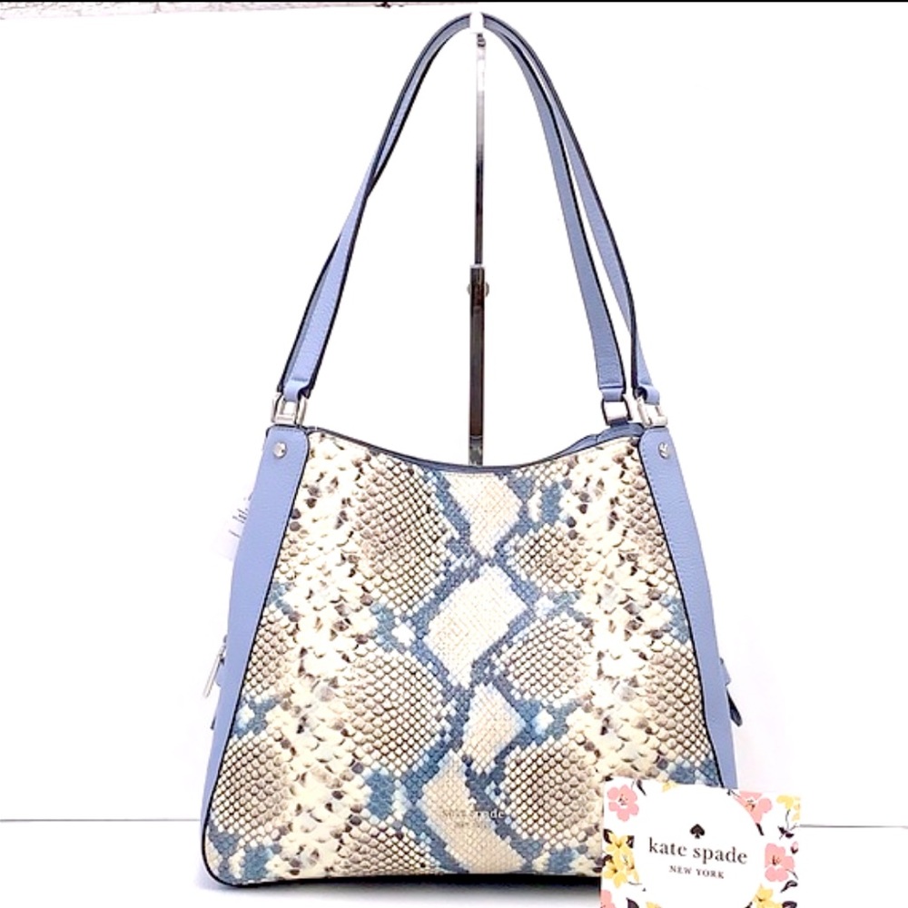 Leila Snake Embossed Medium Triple
Compartment Shoulder Bag Muted Blue
Multi - Picture 14 of 15